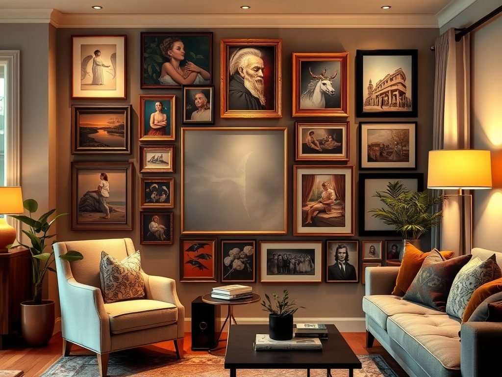 Obrazy i galeria ścienna jako praktyczny sposób na wydzielenie funkcjonalnych stref w salonie