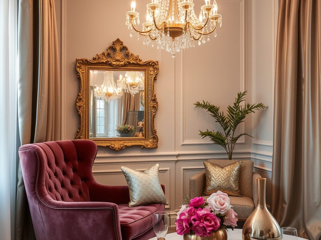 Styl glamour dodatki: jak wybrać kluczowe akcenty podkreślające luksus i elegancję wnętrza