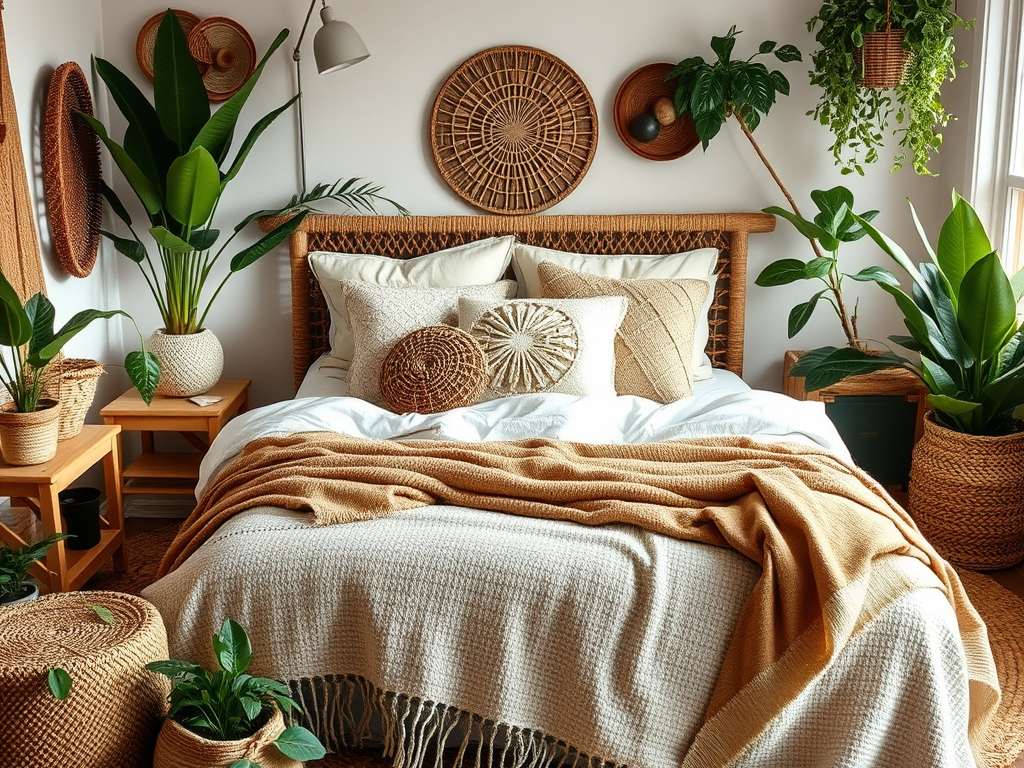 Styl boho w sypialni: jak łączyć naturalne materiały i dekoracje dla przytulnej aranżacji