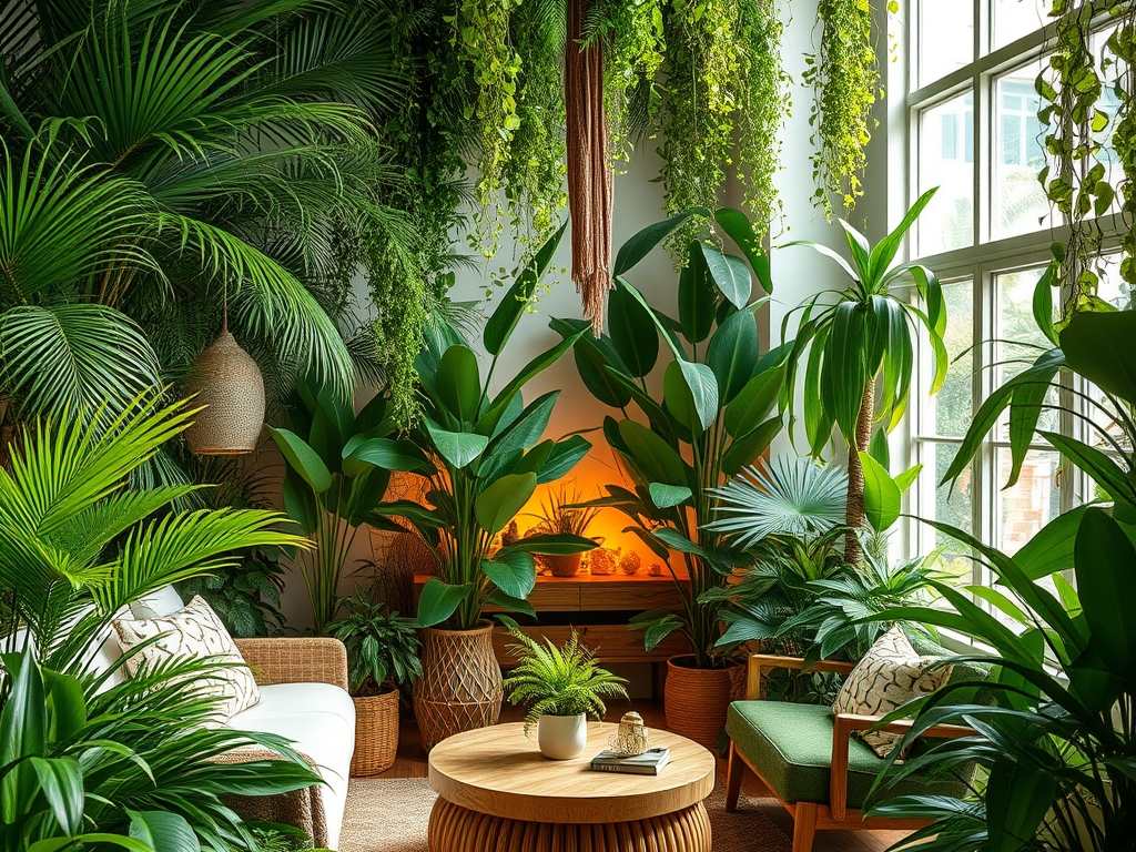 Urban jungle w salonie: jak stworzyć zieloną oazę z naturalnych materiałów i egzotycznych roślin