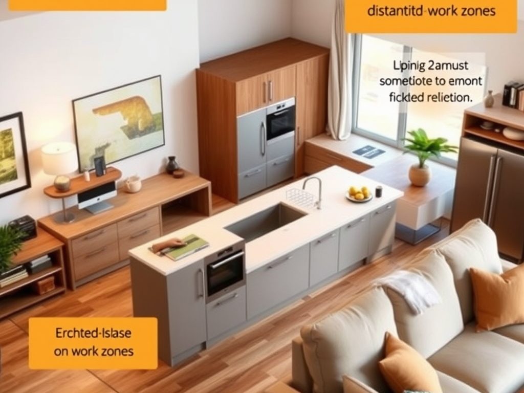 Aneks kuchenny w salonie: zasady ergonomii i podział stref dla wygody i funkcjonalności