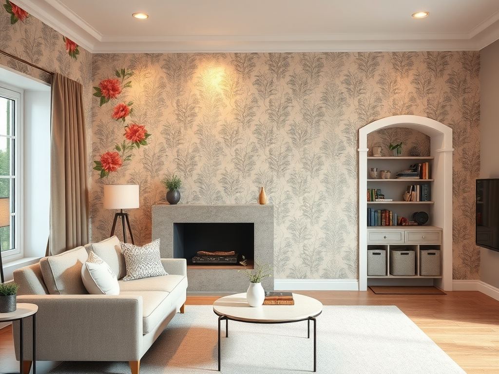 Tapeta jako praktyczny sposób na wyodrębnienie funkcjonalnych stref w salonie bez ścianki działowej