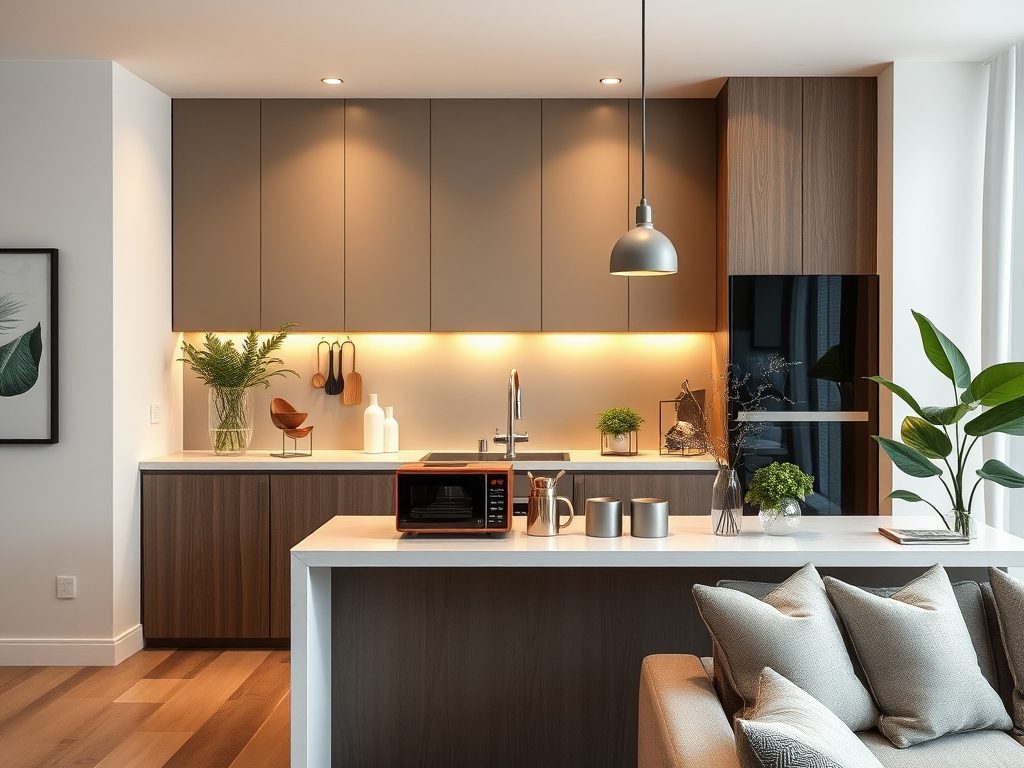 Aneks kuchenny w salonie: jak dobrać sprzęty na blat, by łączyć funkcjonalność z estetyką